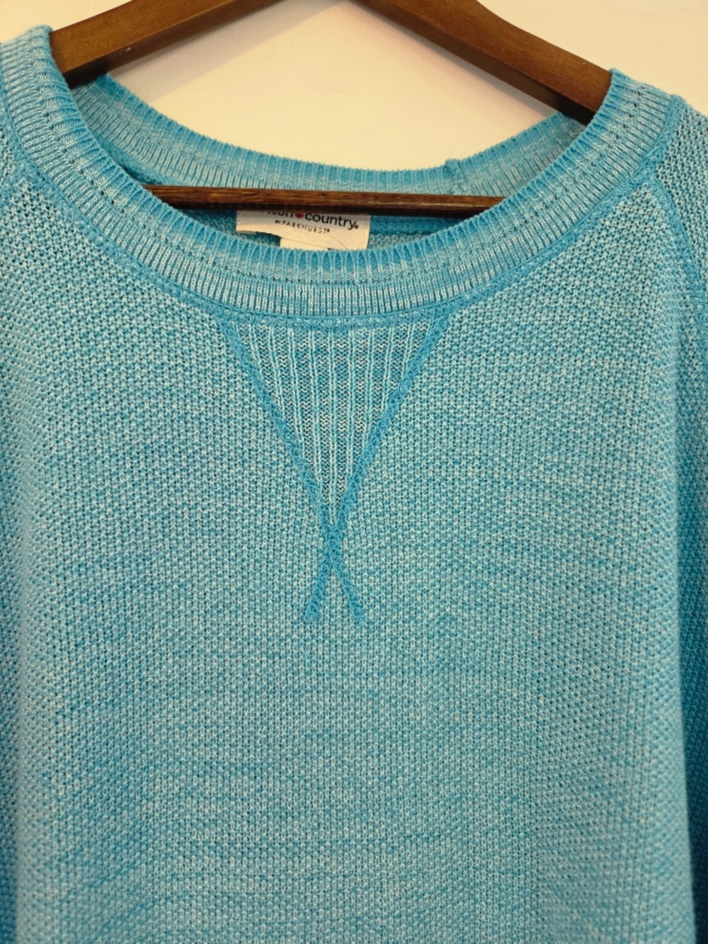 Cotton Country sweater 100% Cotton XL blue crew neck ribbed coastal nautical - Picture 4 of 11